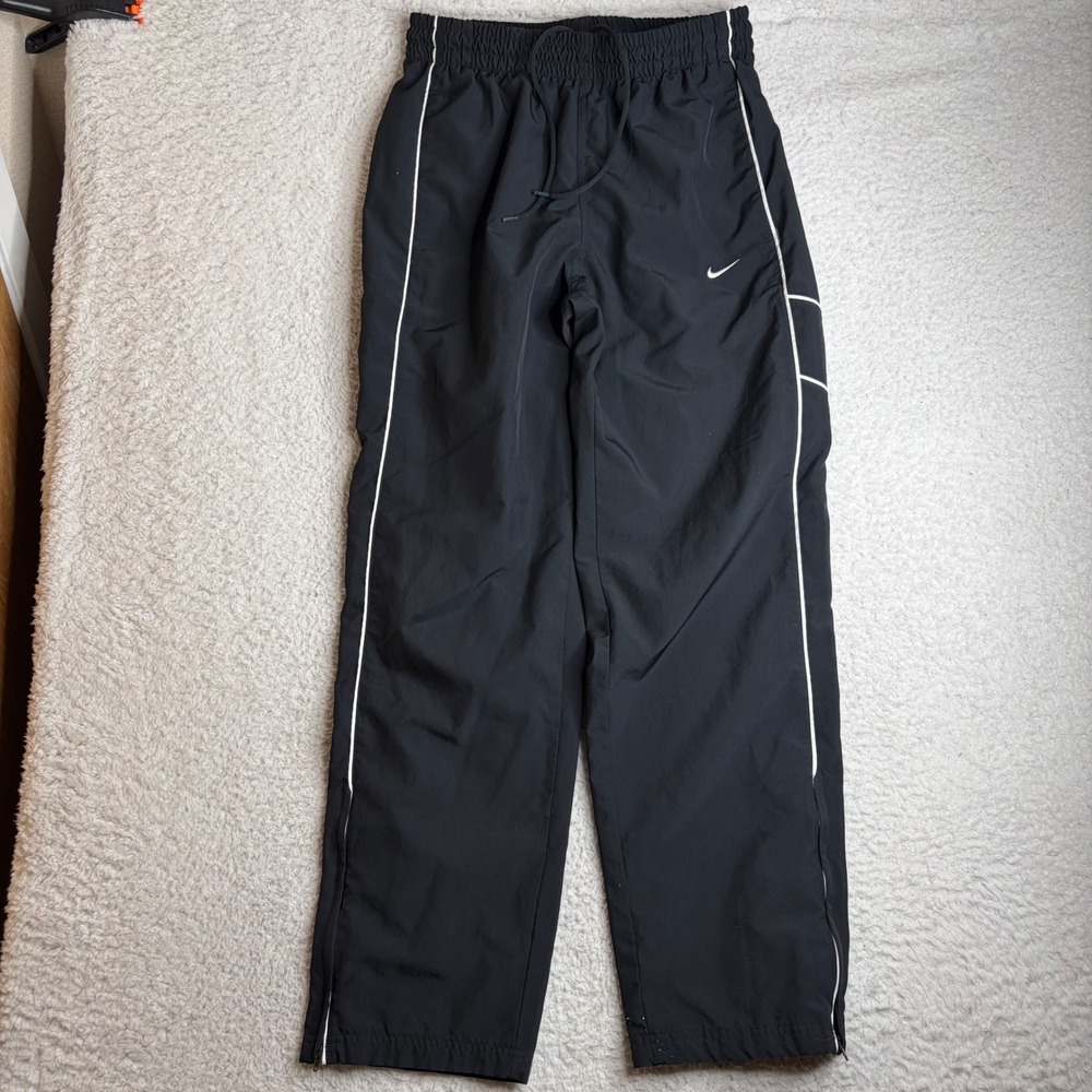 Y2k Nike Mens Track Pants Black loose fit baggy wide leg vintage M